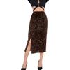 MaNMaNing Gonna Donna in Velluto con Paillettes per Feste Serata e Carnevale Natale Modello Lungo Alta Vita con Spacco Party Elegante e Sexy