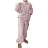 Minetom Pigiama da Donna Lungo in Pile Set Pigiama Caldo Abbigliamento da Notte Invernale Morbido Tuta Sportiva Due Pezzi Giacca con Cerniera e Pantaloni
