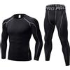 LNFINTDO Set di biancheria intima termica da uomo a maniche lunghe con collo alto e pantaloni lunghi per allenamento, sci, corsa, escursionismo