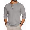 Ekouaer Camicia da uomo a maniche lunghe in maglia a nido d'ape Henley Tops S-XXL