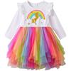DXTON Le Ragazze Vestono Abiti da Festa Casual a Maniche Lunghe in Tulle con Principessa Unicorno 2-8 Anni