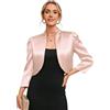 YesFashion Bolero da donna corto, elegante, festivo, in raso, cardigan, giacca corta per abito