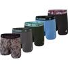 Volcom - Boxer sportivi da uomo in poliestere ed elastan, confezione da 5