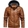 Oanviso Giacca Pelle Uomo Giacca Moto Biker con Cappuccio F Grigio XL | Giubbotto, Manica Lunga, Antivento, Outdoor, Giacche, Parka, di Pelle PU, Caldo, Autunno, Invernale