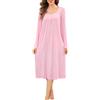 Sopesil Camicia da Notte Allattamento Donna Lunga con Tasche S-3XL | Bottoni Premaman Maniche Lunghe Bottoni Allentati Vestaglia Notte Elegante in Morbido con Fiocco Vestibilità Ampia