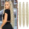 FESHFEN Ocean Wave Crochet Hair extension - 3 Pezzi Estensioni Capelli per Treccine a Onde Biondo Sintetici Ondulati Braiding Trecce Boho Posticci Extensions per Donne, 55 cm #613