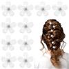 SUBTAVIK 10 pezzi Mini fermagli per capelli a forma di fiore, graziosi fermagli per capelli con strass, piccole mollette per capelli, per donne e ragazze, dolci mollette per feste quotidiane, matrimoni(bianco)