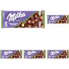 Milka, Nocciolato, Tavoletta di Cioccolato al Latte con Nocciole Intere, Latte 100% Alpino, Cacao Sostenibile, 100g (Confezione da 5)