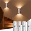 Honestself Lampada da Parete LED con Sensore di Movimento, Luce Notturna Ricaricabile USB-C, 3 Temperature Colore, Magnetica Senza Fili, Luce Su e Giù, 2 Modalità, per Scale, Corridoio, Bagno, 4 Pezzi