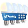 Shelly Duo Bulb E27 Gen3 - Lampadina Smart WiFi LED, 9W, 800lm, Temperatura Colore 2700K-6500K, Dimmerabile, Modalità Notte, Monitoraggio Consumi, Controllo Vocale, Nessun Hub Richiesto (4 Pezzi)