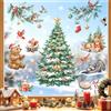 Tanlaby Adesivi per Finestre Natale Albero Natale Vetrofanie per Finestra | Adesivo per Vetri Rami di Pino Orso Renna Scoiattolo Decorazioni Natalizie per Negozio porta Vetro Specchio