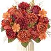DEMIUKO 2 peonie artificiali crisantemo bordeaux autunno Deko | Fiori finti, ortensia finta, fiori di seta per vaso, centrotavola, festa di nozze, casa, cucina, decorazioni autunnali