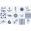 Ulticool - Adesivi impermeabili per piastrelle - Adesivi per pesci, mare, acquario, conchiglie - 15x15 cm - 15 pezzi di adesivi per piastrelle autoadesivi in foglio - per pareti del bagno - Parete