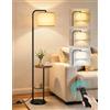 OUTONLIFE Lampada da Terra con Tavolino e 2 Ripiani,3 Temperature Colore | Lampadina LED 12 W Dimmerabile, Telecomando, Interruttore a Pedale, Paralume Orientabile