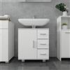 ML DESIGN modern living ML-Design Armadietto Sottolavabo da Bagno Mobile Lavello a Terra con 3 Cassetti e Anta Ripiano 60 x 60,8 x 33 cm Mobiletto per Lavandino Arredo Salvaspazio Multiuso Portaoggetti in Legno MDF Bianco