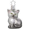 Inge-glas Decorazione per albero di Natale, in vetro, 6,5 cm, motivo: gatto soffiato a mano, motivo: animali domestici, colore: grigio