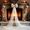 Generico Fiocchi Gigante In Velluto, Puntale Per Albero Di Natale Grandi Dimensioni | Elegante Fiocchi Oversize Con Code A Coda Di Rondine In Rete, Decorazione Natalizia Per La Porta Mensola Parete D'albero