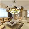 Lrenjon Ventilatore con Luce da Soffitto Pale a Scomparsa in Stile, 107cm Lampadario LED con Ventilatore da Soffitto Vintage, Ventilatore a Lampadario Tre Temperature di Colore 6 Velocità-Brown