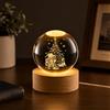 Dongcill Sfera di Cristallo 3D Luce Notturna,6 cm Lampada Notturna per Bambini Babbo | Lampada da Notte a Forma di Sfera in Vetro con Base a LED,Luce Calda,Crystal Ball per Camera,Decorazion Casa,Regalo di Natale
