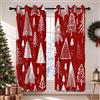 YONGFOTO Tende Natalizie Oscuranti con Occhielli Rosse Albero di Natale | Motivo Natalizio Nordico Decorazione Festiva Invernale Termica per Soggiorno Cameretta 2 Pannelli 107 x 160 cm