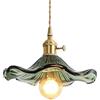 S-Cevada Lampadario a sospensione con vetro a forma di foglia di loto, industriale, vintage, E27, lampada a sospensione, casa colonica, sala da pranzo, cucina, lampadario (Verde)
