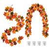 Crunier 2 Pezzi Ghirlande Autunnale Foglie Acero Decorazioni Autunnali Casa | Foglie Artificiali Flessibili con 4 Ganci Adesivi, Decorazione Parete Porta Finestra, Adatto Thanksgiving Halloween