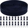 DOITEM The Yard - Cerniere a spirale in nylon, 9 metri, con 20 cursori per cerniera, per fai da te, cucito, sartoria, borse, indumenti, tessili per la casa (blu navy, #5)
