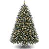 Himimi Albero di Natale Artificiale da 180 cm con 250 LED e Neve (Ø ca. 110 cm) 1000 Punte, Albero di Natale Decorato con Pigne, Ignifugo, Sistema di Montaggio Rapido, Supporto Pieghevole Verde Bianco