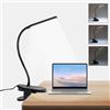 LQWELL® Lampada Da Lettura Con Pinza LED, Luce Da Scrivania Dimmerabile, 3 Livelli Di LuminositÀ E Luci Da Tavolo Con Clip Flessibile A 360° Per Ufficio Domestico (Nero)