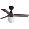 Faro Lighting Faro Klim Ventilatore da soffitto piccolo a 3 pale nero opaco, noce con luce 1x E27 Wiz Smart System
