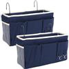 SHMSHNG 2pcs Confezione da Organizer da Appendere per Comodino con 3 Scomparti, Organizer da Appendere, Organizer da Porta, Mensola da Appendere, Borsa da Letto per Scuola, Dormitorio (Blu Scuro)