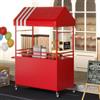 CSstone Carretto ambulante portatile con tettoia, carretto mobile per alimenti con ruote bloccabili, espositore da strada alto 215 cm, robusto, ideale per street food, caffè, eventi (red, 140 * 70 * 215cm)