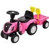 Baroni Toys Trattore Ride-On con Rimorchio per Bambini dai 12 a 36 mesi, Trattore con Clacson ad Aria, Manubrio Sterzante, Suoni e Fari Funzionanti, Paletta e Rastrello Inclusi, 29x91x44 cm (Pink)