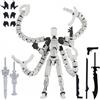 Comforso Action figure T13, ciuccio stampato in 3D 13 con più articolazioni mobili, completamente assemblato con accessori intercambiabili per esposizione e gioco (nero/bianco e argento/nero) (nero bianco)