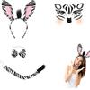 LZPLJLWS Set di accessori per travestimento zebra 4 pezzi: cerchietto, fiocco, coda, adesivo facciale per feste e riunioni a tema