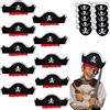 MOSNOW 10 cappelli da pirata + 10 lembi per gli occhi dei pirati per bambini, in feltro, capitano dei pirati, set di accessori per pirata, per il compleanno dei bambini, festa dei pirati, Natale
