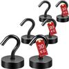 ATEWEITA Ganci Magnetic, Gancio Magnetico Extra Forti Neodimio Calamita con Gancio, Magnetic Hooks per frigorifero da cucina, soffitto, griglia, Piccoli (Nero, Mixed Size)