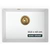 empiria SINK QUALITY SINK QUALITY Lavello sottopiano bianco 53 x 40 cm - Lavello da incasso con sifone oro e impregnante - Lavello da cucina in granito per mobiletto da 60 cm - Lavello antigraffio