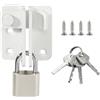 Sayayo Catenaccio Porta in Legno Serratura Porta con Lucchetto Bianco | Chiavistello Chiavistelli e Catenacci per Porte, Solido Acciaio Inossidabile, Serratura per Porta Interna, Esterna, Giardino