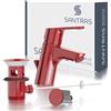 SANTRAS® Miscelatore lavabo Rosso con scarico | Miscelatore monocomando per bagno e WC ospiti, ottone, flessibili, asta e scarico con troppopieno inclusi, Made in Germany