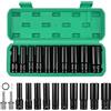 Gueenky 12 Pezzi Set Chiavi a Bussola Lunghe, 1/2'' Bussole per Avvitatore ad Impulsi 10-24mm Esagonali Bussole per Trapano a Impatto con Adattatore per Riparazioni Auto Cambio Pneumatici