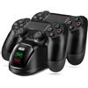 TNP Products TNP Base di Ricarica per Controller PS4 - Caricatore USB Dualshock PlayStation 4 Joysrick Doppia Base di Supporto per Caricabatterie Accessori Controller di Gioco Wireless PS4 Pro PS4 Slim (Nero)