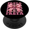 Cute Coquette Bow Personalized Name Outf Freya - Fiocco per donne e ragazze PopSockets PopGrip Adesivo