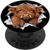 4HighlandCowLovers Divertente mucca delle Highland che sbircia carino zoo amante degli animali PopSockets PopGrip Adesivo