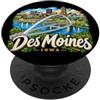 Iowa Souvenir Gift Regalo disegnato a mano del punto di riferimento del souvenir di viaggio di Des Moines Iowa PopSockets PopGrip Adesivo