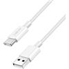 Logilink Cavo di collegamento USB 2.0 tipo C, da C (maschio) a A (maschio) con rivestimento in nylon, 60 W, bianco, 1,5 m