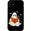 Funny Spooky Ghost Black Cat Halloween C Custodia per iPhone 11 Libro di lettura fantasma gatto nero Halloween amante dei gatti fantasma boo