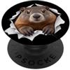 4GroundhogLovers Divertente marmotta che sbircia carino zoo amante degli animali PopSockets PopGrip Adesivo