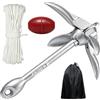 YOOMUR Ancoraggio per barca, 1,5 kg, ancoraggio pieghevole con corda di ancoraggio da 20 m, ancoraggio pieghevole per barche, set di ancoraggio pieghevole per gommoni, kayak, SUP