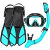 HH HHAO SPORT Set da snorkeling per adulti con pinne, maschera subacquea, boccaglio Dry Top e borsa per il trasporto